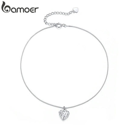 BAMOER Hot Sale Simple Essential Bead Link Anklets 925 Sterling Silver Bracelet