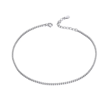 BAMOER Hot Sale Simple Essential Bead Link Anklets 925 Sterling Silver Bracelet